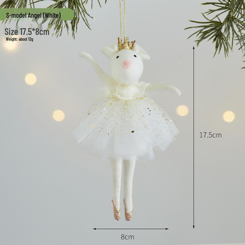 2026 Christmas White Crown Angel Tree Ornament Pendant for Window Decor