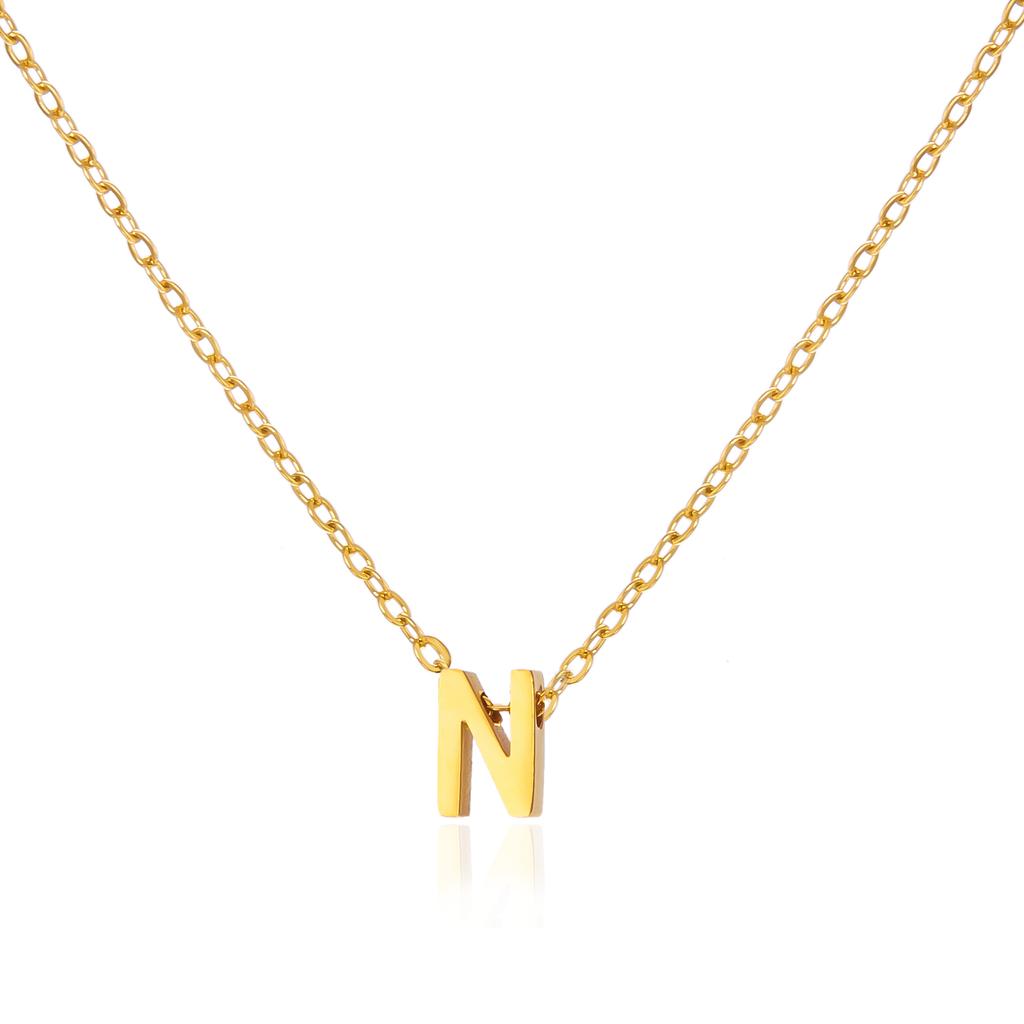Simple Stainless Steel A-Z Initial Letter Necklaces for Women 26 Alphabet Pendant Clavicle Chain Choker Birthday Party Jewelry