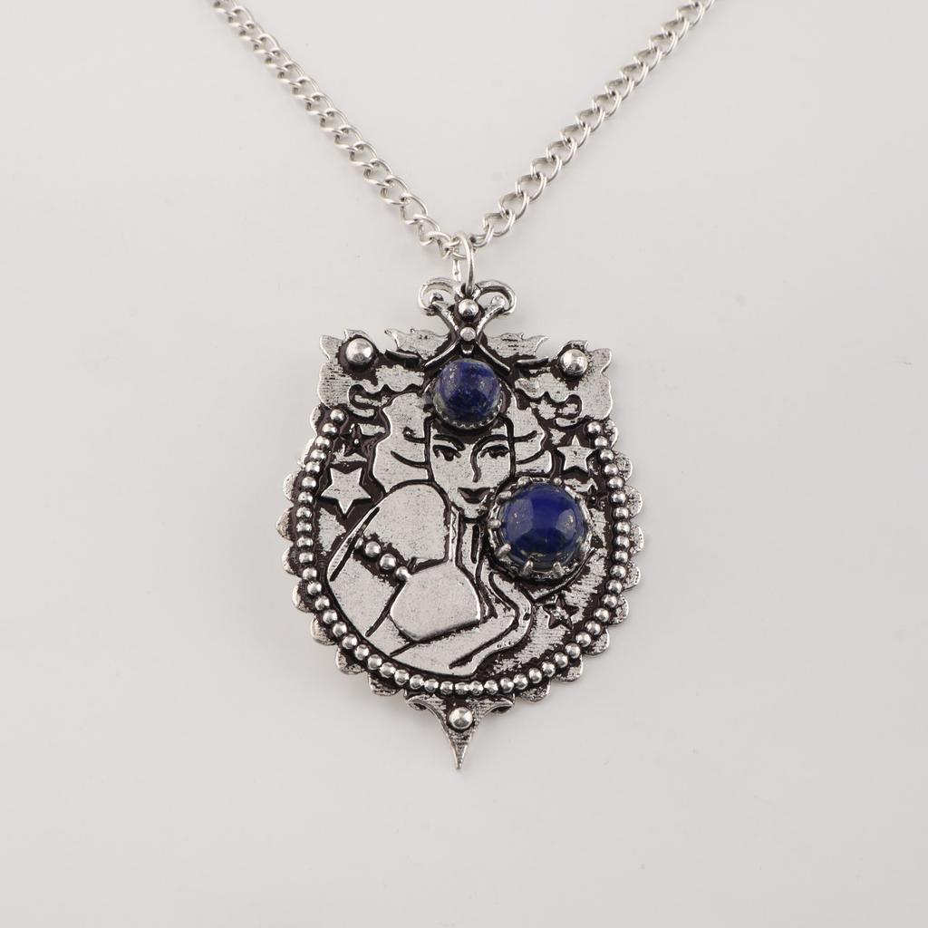 Natural Lapis Lazuli Gemstone 925 Sterling Silver Jewelry Chain Pendant 1.9" For Women CP-44-30