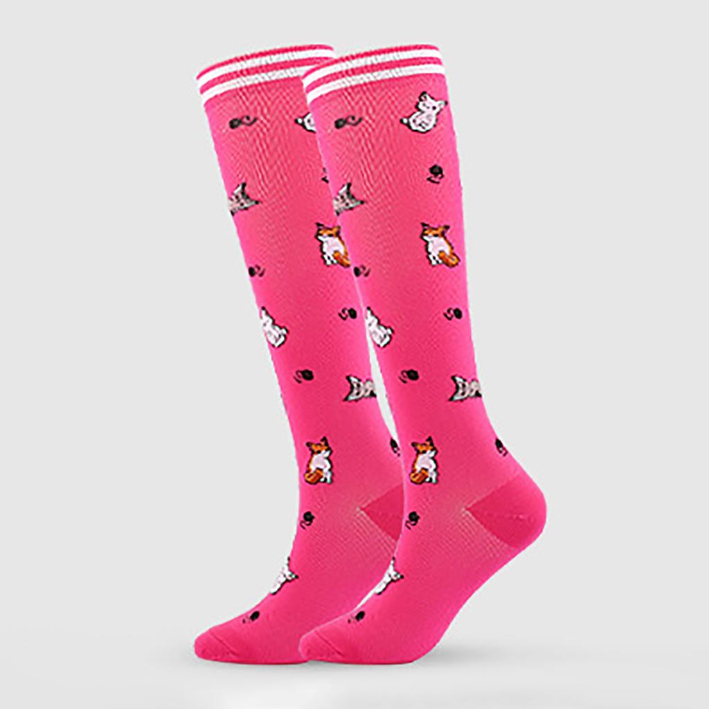 Női Izzadságelnyelő Rajzfilmnyomatos Nylon Hosszú Szárú Kompressziós Kültéri Sportzokni