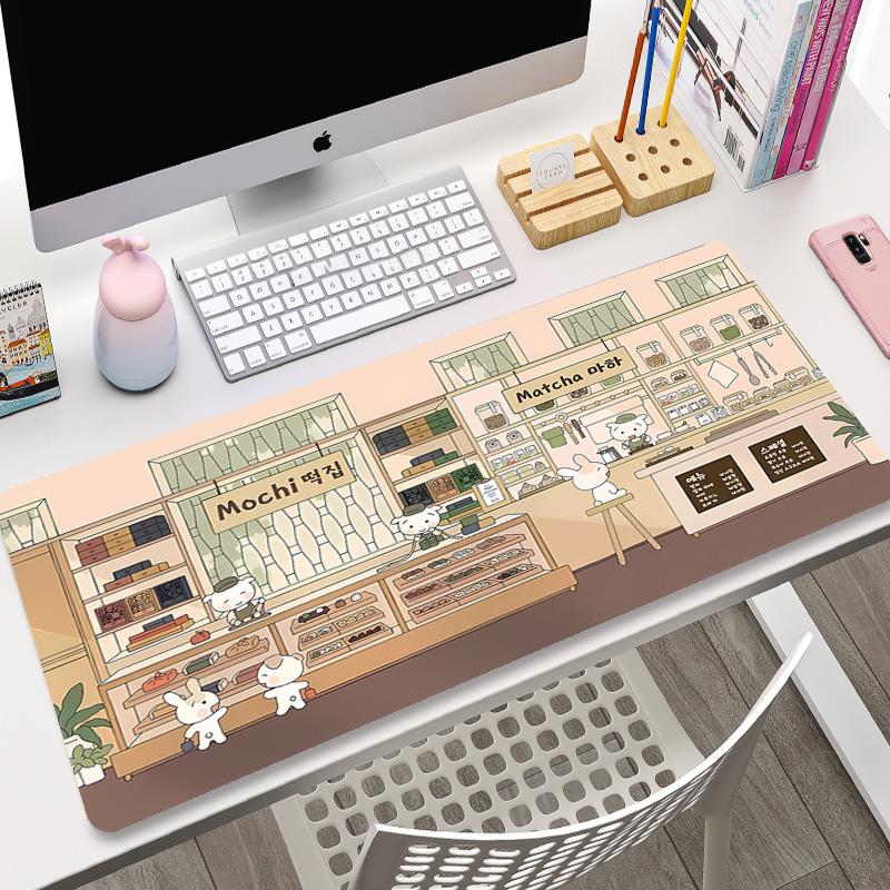 Kawaii Mousepad XXL Custom Home Computer Keyboard Desk Pad Green Plant Desk Mats Laptop Anti-slip Table Mat Cute Bunny Mouse Pad