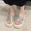 Fashion Shoes Glitter Slides House Slippers Platform Slipers Women Fashion Jelly 2025 Summer Luxury Soft Casual Crystal Leisure Slippers