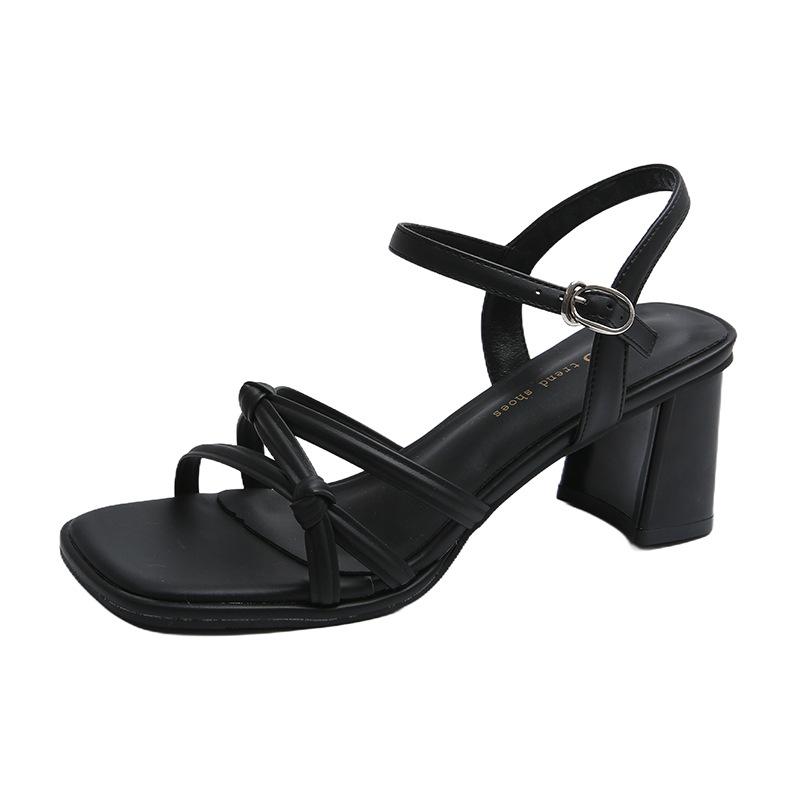 French beautiful sandals women's outer wear 2025 summer new one-word with high-end skirt summer Roman shoes