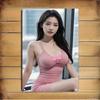 Hisun Tin Sign HD Metal Tin Sign Elegant Asian Beauty in Pink Bodycon Dress City View Vintage Wall Art D Flat Retro Iron Painting Plaque for