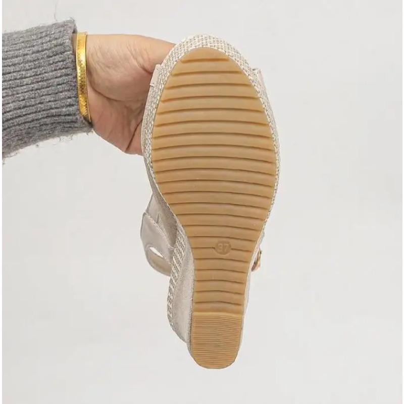 Shoes Women Ankle Buckle Wedges Sandals Summer Denim Sandal Comfortable Thick Sole Sandalias Mujer