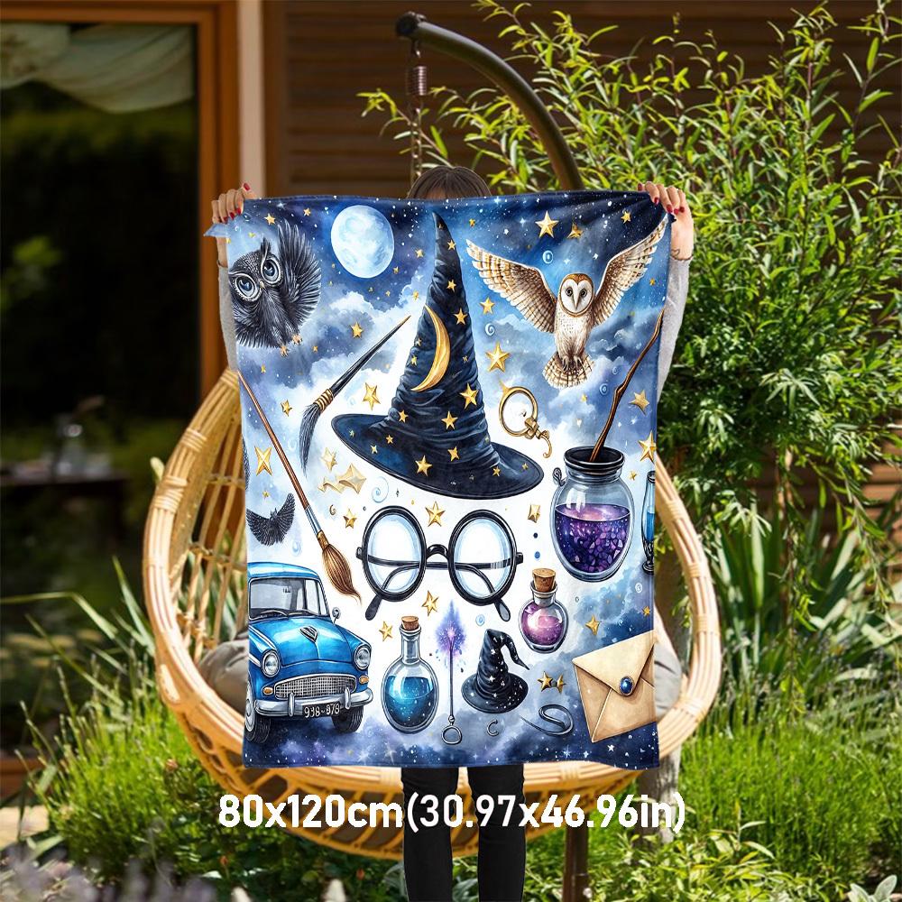 1pc magic wizard night Outdoor Flannel Throw Blanket All Season Soft Warmth,Home Decor 1031088 80x120cm