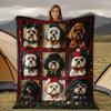 Shih Tzu Hund-Themen-Decke mit festlichem Weihnachtsdesign - Gemütliche Flanell-Kuscheldecke mit entzückenden Shih Tzu-Porträts