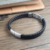 Lucky Cloud Chain Pattern Leather Bracelet Simple Magnetic Buckle Stainless Steel Braided Bracelet Men's Jewelry Gift Wholesale