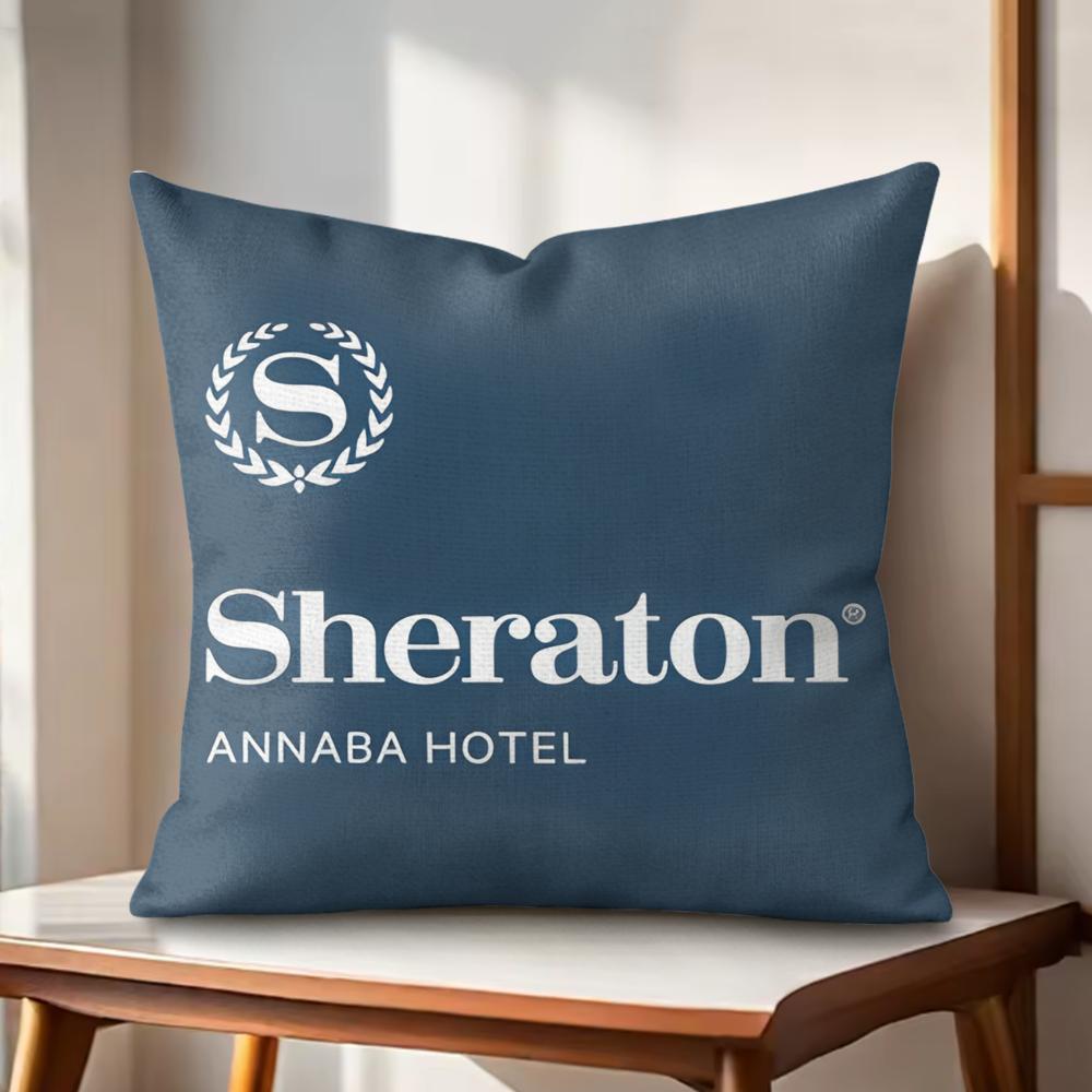 

Fashion SSheratonS Hotels Cushion Cover Natural Linen Organic Fabric DoubleSided Printing Couch Pillow Covers Home Decor 30x30cm