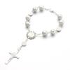 Catholic Finger Chain Small Rosary Finger Baptism Rosaries Faux Pearls Bracelet Suitable for Baptism Favors Christening