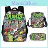 Zombies Plants Vs Kids School Backpack Threepiece Gift Set For Young Students