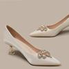 Leisure Sandals for Women Slides Casual Strange Mid Heels Classic Shoes Women Bling Bright Diamond Pointed Toe Summer Sandals