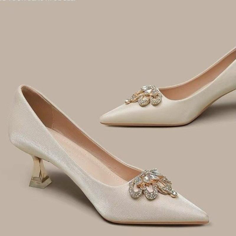 Leisure Sandals for Women Slides Casual Strange Mid Heels Classic Shoes Women Bling Bright diamond Pointed Toe Summer Sandals