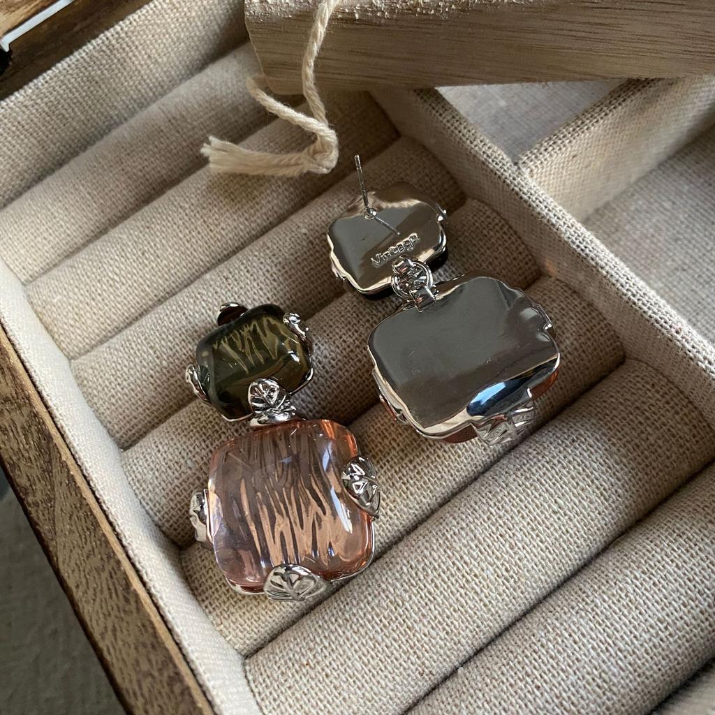 [Hawaiian Dream] Medieval Vintage Colored Glazed Long Earrings Retro Premium Earrings