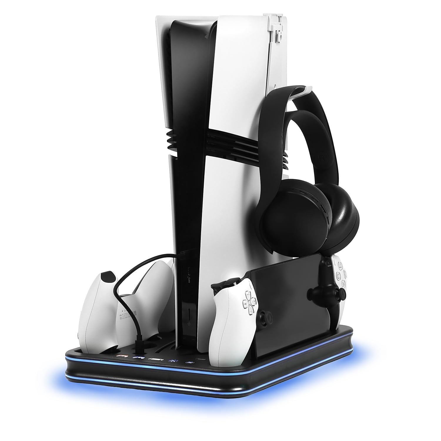 

EGGSLINER GAMES PS5 Cooling Vertical Compatible with All PS5 3 Fan Simultaneous Charging for 3 and Features Ambient Lighting Stand, Stand, Models, чорний