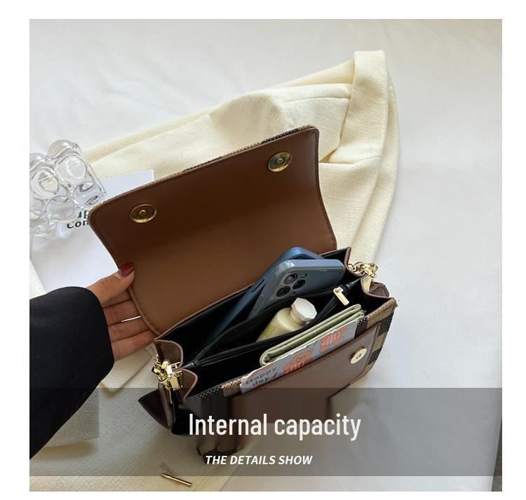 Spring Style High-End Women's Checkerboard PU Crossbody Bag – Fashionable, Versatile, and Exquisite Small Square Design