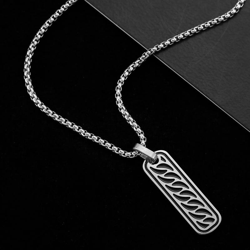 Trendy Men's Black Drip Oil Stainless Steel Necklace - Non-fading, Hip Hop Style, Versatile Accessory