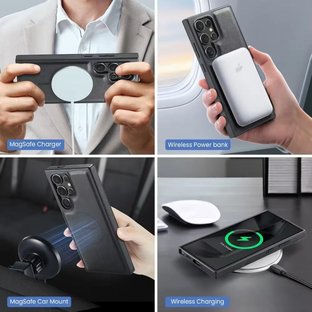 2-in-1 Magnetic Detachable Leather Case for Samsung Galaxy S26 S24 Plus S25 Edge S23 Ultra with Card Holder Ring Phone Wallet