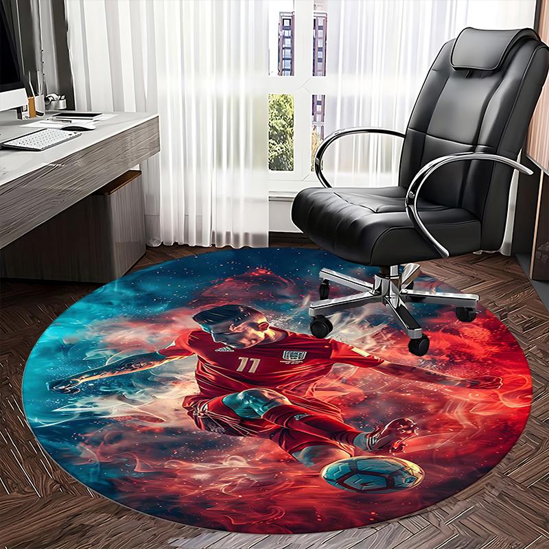 Cristiano Ronaldo Chair Mat Round Rug-Office Carpet, Machine Washable, Non-slip, Suitable for Living Rooms, Bedrooms