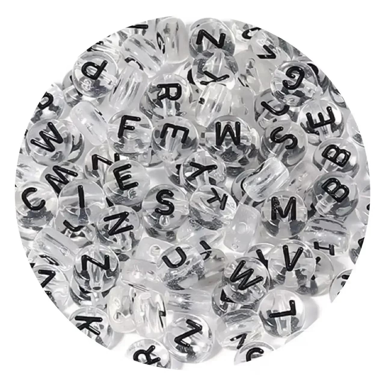 

100/200/300/500 шт. акриловые смешанные бусины с буквами круглые плоские свободные разделительные бусины для изготовления ювелирных изделий своими руками браслет ожерелье 200PCS