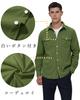 [KEFITEVD] Men's Military Shirt, Plain Long Sleeve Button-Up Casual Shirt, Stylish Autumn Winter Top, Green 3XL