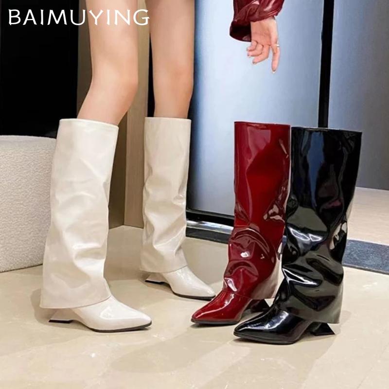 Sexy Women High Boots Elegant Leather Shoes Woman 2024 Trend Winter Knee High Goth Chelsea Boots Punk Motorcycle Botas De Mujer