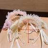 Sweet Bow Lace Headband Lolita Princess Hair Hoop Fashion Pearl Ribbon  for Baby Girls