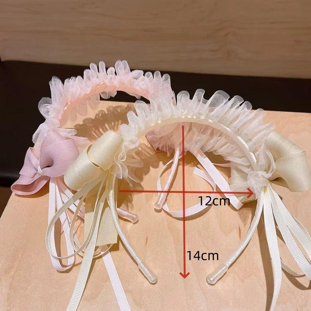 Sweet Bow Lace Headband Lolita Princess Hair Hoop Fashion Pearl Ribbon for Baby Girls