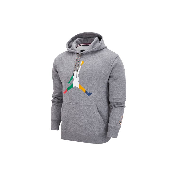 

Jordan Multi-Color Large Logo Printed Hoodie Gray Unisex Casual Sweatshirt DN1471-091 S