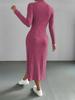 Høst Vinter Dame Ribbestrikket Kjole Elegant Chic Mote Langermet O-hals Slim Korsett Bodycon Kjole Streetwear