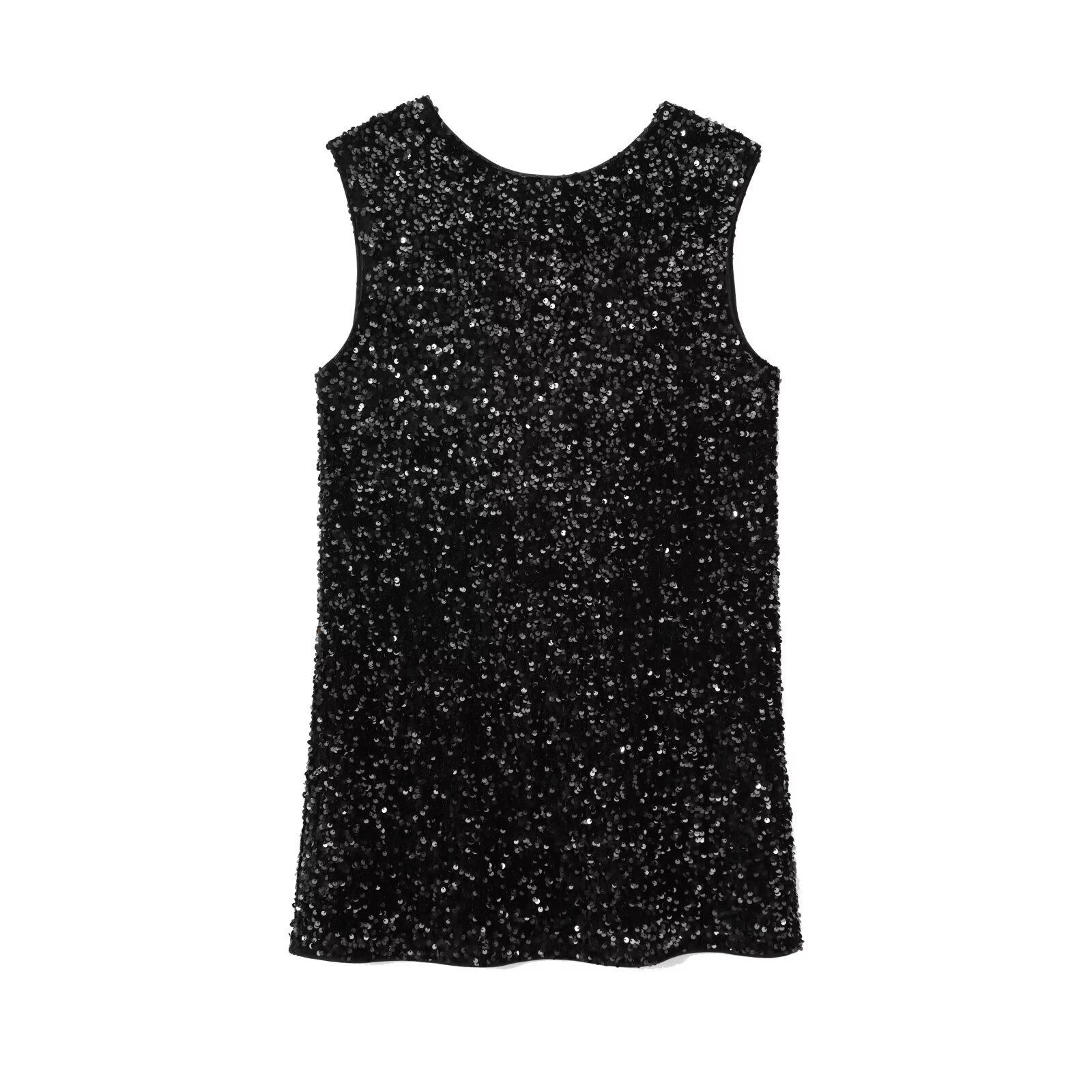 

Женское платье с пайетками на весну 2025 года с универсальным дизайном в виде банта Small чёрный