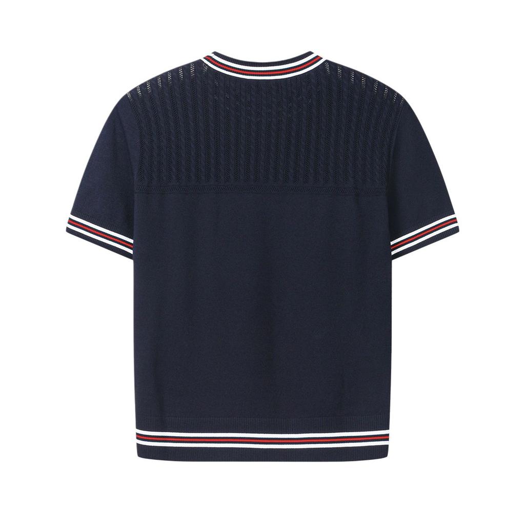 FILA Heritage Color Block Crew Neck Short Sleeve Knit Top Women tops F11W638418F-DB