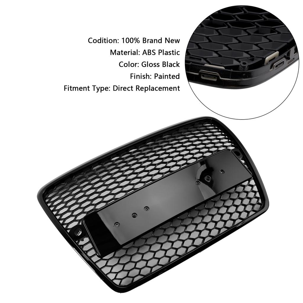 Schwarzer Wabengrill für die Frontstoßstange, passend für Audi A6 C6 (2004–2008, Vor-Facelift).