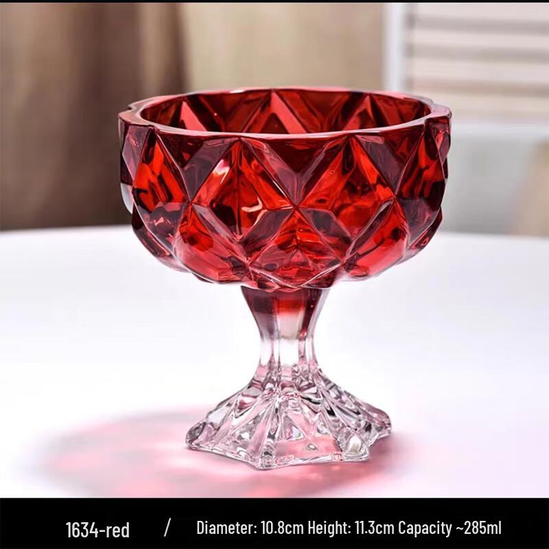 Fulevence Red European Style Crystal Glass Pedestal Dish