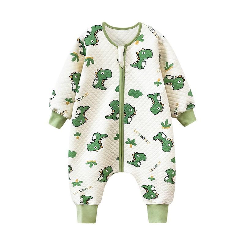 Kids Cotton Warm Sleepsuit With Inner Padding Winter Toddler Girls Boys 1-3 Years Anti-Kick Belly Protection