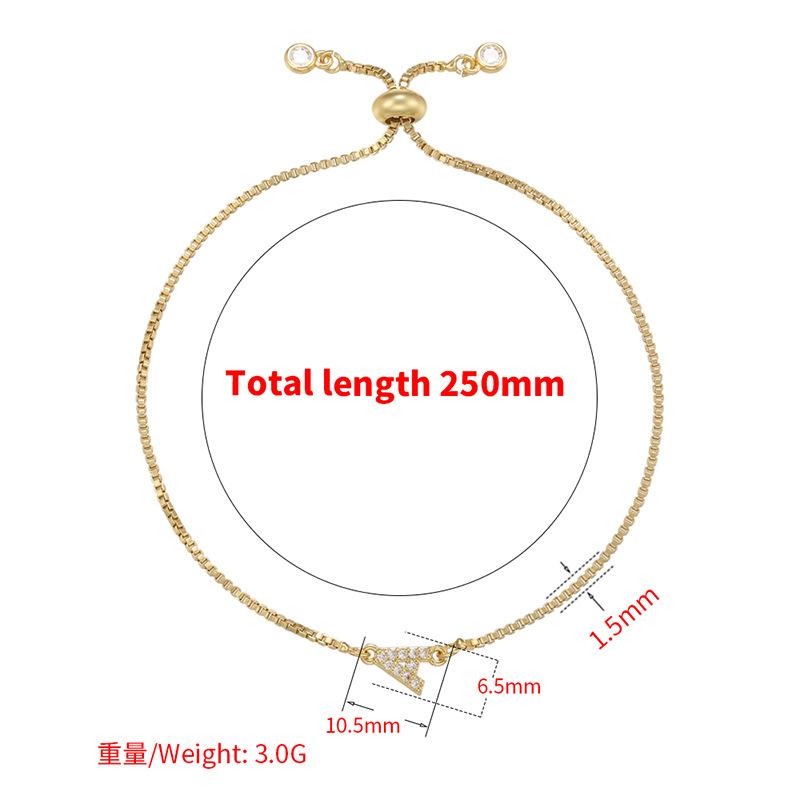 Brass Micro-Inlaid English Letter Zircon Bracelet Women'S Pull-Out Bracelet Adjustable Jewelry Vl197
