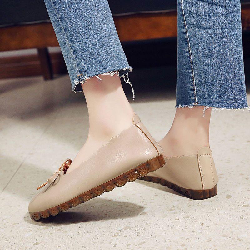 Women's Shallow Mouth Single Shoes Spring New Butterfly Bow Flat Bottom Anti Slip Comfortable Casual Soft Sole Shoes