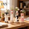 Hand Carved Animal Ornaments Resin Cute Vase, Farmhouse Decorative Flower Holder for Home Unique Housewarming Gift Office Decor, Pig/Cow/Sheep/Chicken