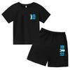 Set Estivo per Bambini Marca Messi Stampa T-shirt a Maniche Corte + Pantaloncini Set 2 Pezzi Tuta Sportiva Moda Casual Bambino Ragazzo Ragazza Abbigliamento per Fan