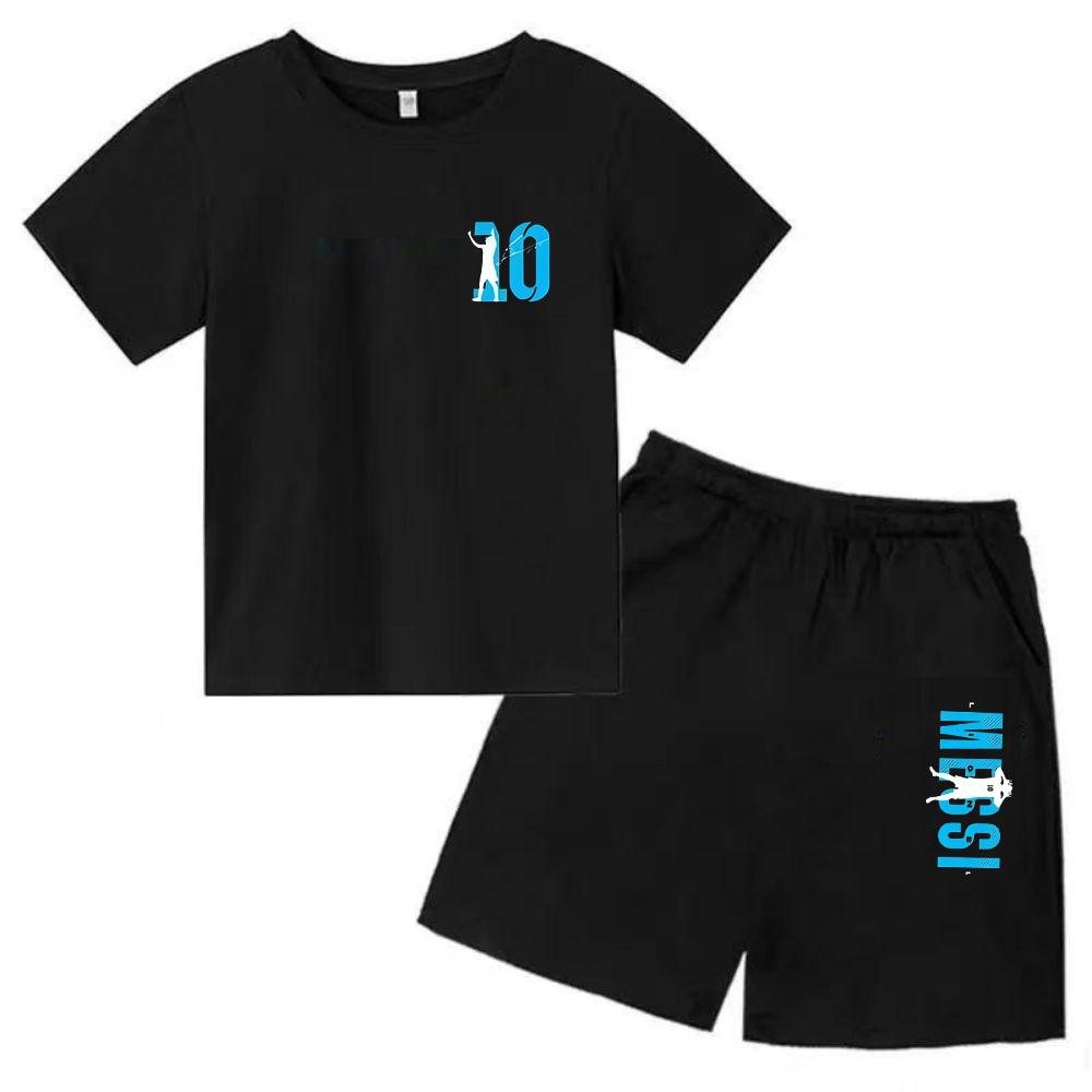 Set Estivo per Bambini Marca Messi Stampa T-shirt a Maniche Corte + Pantaloncini Set 2 Pezzi Tuta Sportiva Moda Casual Bambino Ragazzo Ragazza Abbigliamento per Fan