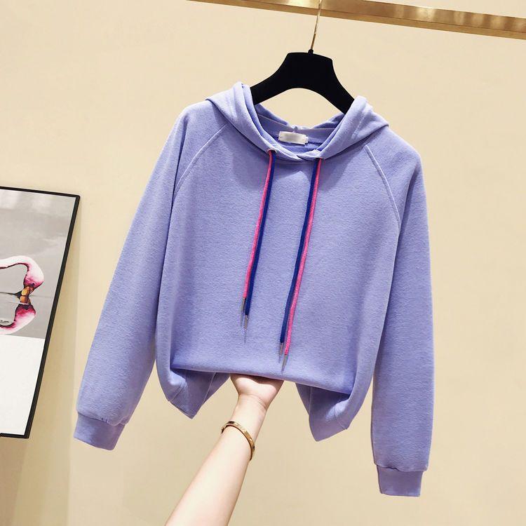 Sweatshirt for Women Oversize Hooded Solid Color Thickened Loose Casual Pullover Long Sleeve Winter Sweatshirt Top