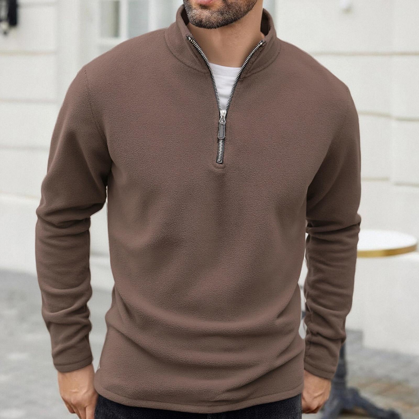 

Men Fleece Lined Thermal Shirt For Men Lightweight Long Sleeve Shirt Top L кофейный