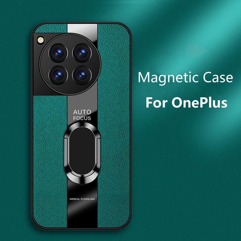 Magnetický kryt pro OnePlus 12 12R 11 R ACE 3 Pro Ace2 Zadní kryt s kroužkem OnePlus12 5G One Plus ACE3 Pro Kožený silikonový nárazník