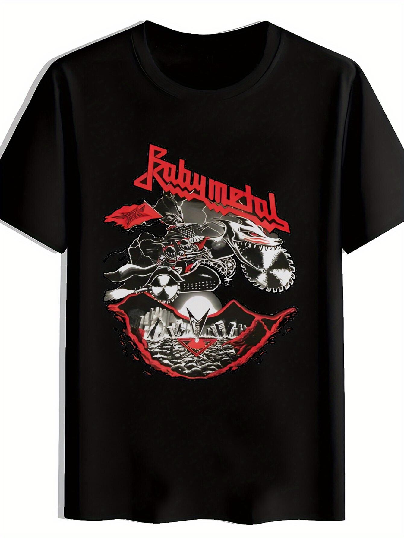 T-shirt One-piece Printed with Vintage Rock Band Design XL