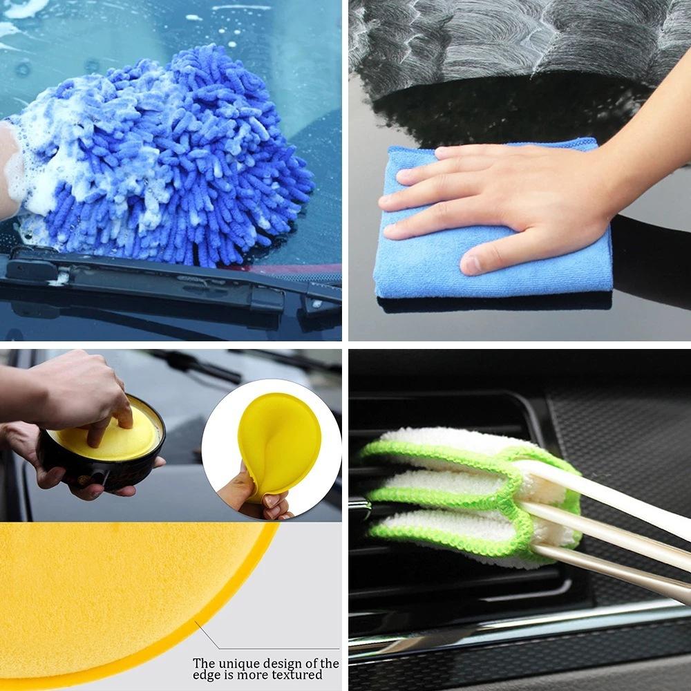 Car Cleaning Brush Set Air Conditioning Outlet Gap Dust Brush Wheel Hub Multi-Function Cleaning Combination Cleaning Tool