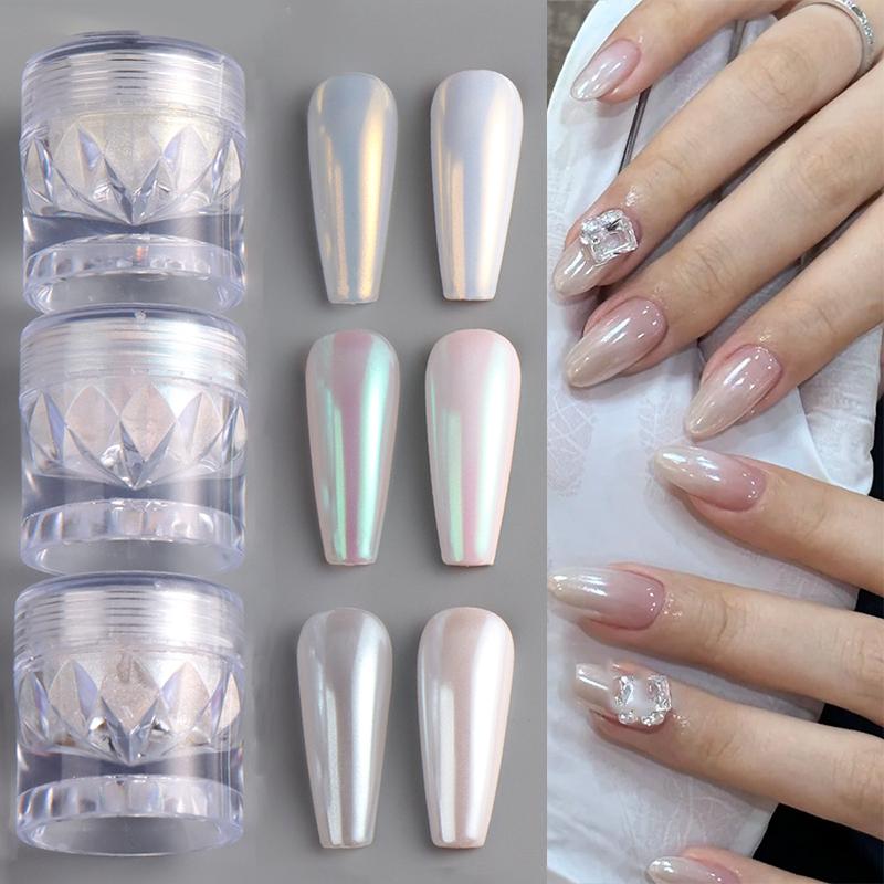0.5G Crystal Plating Nail Powder Clear Ultra Bright Electroplating Effect Yellow Pink Rubbing On Powder Moonlight Metallic