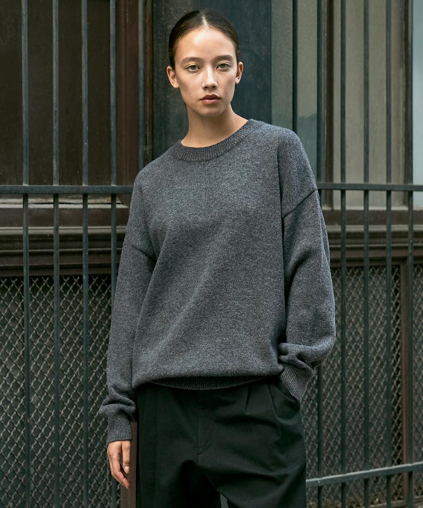 MINIMALPROJECT Wool Embroidered Round Knit Mnt103 [Drak Gray]