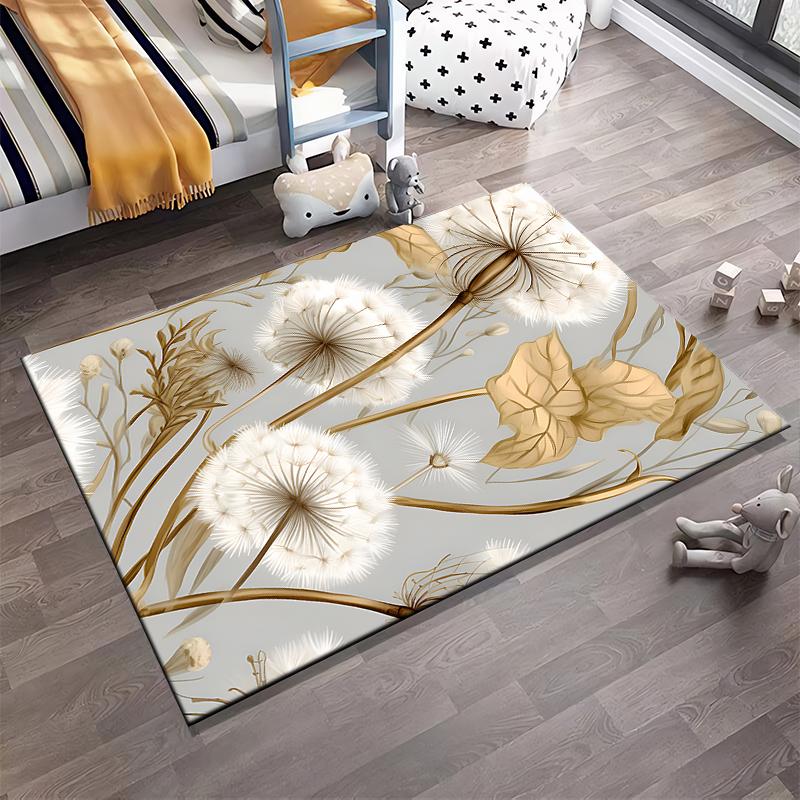 Dandelion and Leaves Design Rug Non-slip rug suitable for living room and bedroom sofas