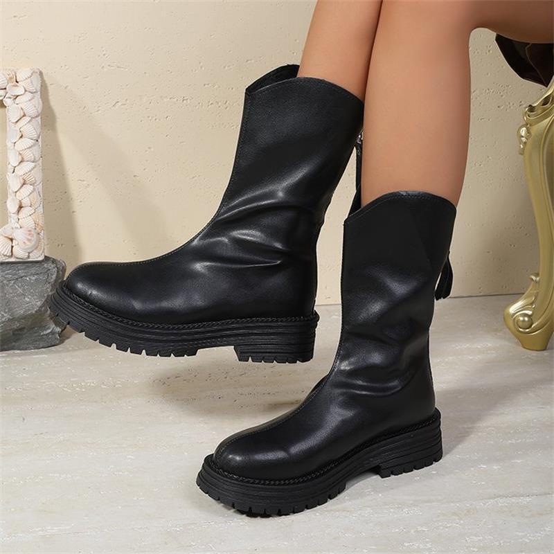 Retro thick-soled thick-heeled Martin boots winter new ins trendy short boots British wind locomotive single boots 35