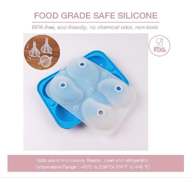 4 Holes 3D Mango Shape Cake Mold Fruit Pudding Ice Tray Mold Jelly Pastry Ice Cream Mould Mousse Cake Baking Molds